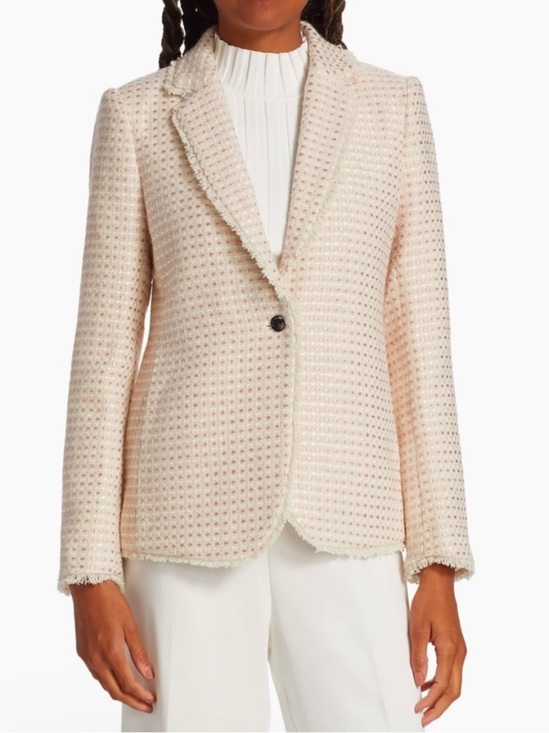Elie Tahari Jackets & Blazers - Elie Tahari Wool Blend Tweed One Button Nora Blazer in Light Pink